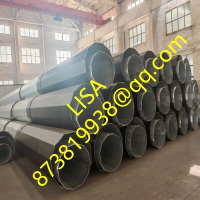 70FT 90FT Height 6000KGF 1530KGF Load Hot Dip Galvanized Transmission Steel Pole with Bitumen Painting
