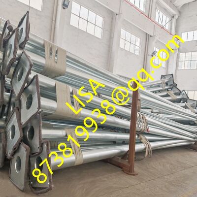 11.9M Height Hot-dip Galvanized Q235B Steel Lighting Pole with Base Plate for Street and Road