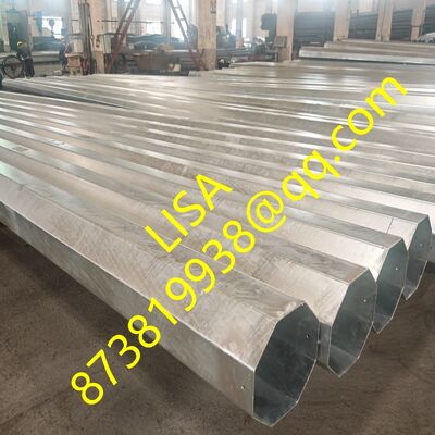40FT 12.192M 1 Segment 500KG Load Hot Dip Galvanized Octagonal Distribution Steel Pole