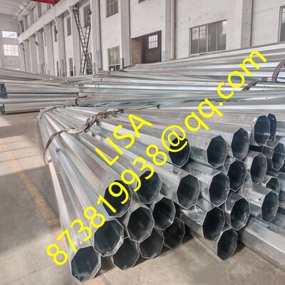 Hot Dip Galvanized Octagonal Steel Pole with ASTM A572 Material and 25FT-45FT Height for Distribution Lines