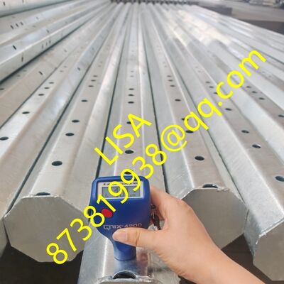 25FT Q355B 2.75mm Direct Buried Galvanized Octagonal Steel Pole with 500KGF Min Break Load for Power Distribution