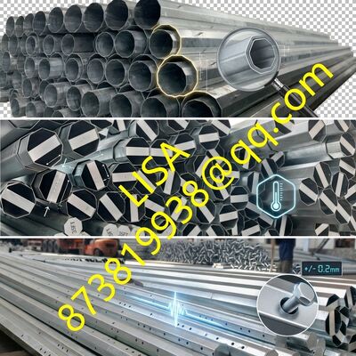 48FT Double Circuit Galvanized Electric Steel Pole with 800KGF Load Rating for 33KV Transmission Lines