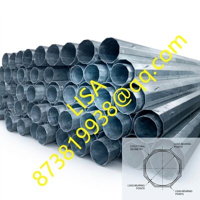 42FT Octagonal Galvanized Electric Steel Pole with 750KGF Load Capacity for 33KV Sub-Transmission