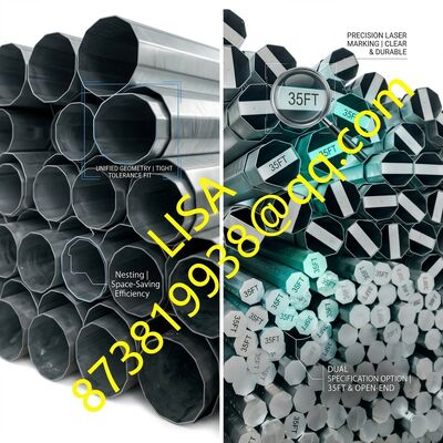 42FT Octagonal Galvanized Electric Steel Pole with 750KGF Load Capacity for 33KV Sub-Transmission