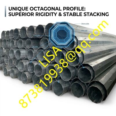 38FT Q355B High-Strength Electric Steel Pole with 600KGF Design Load and Bolted Flange Connection for 22KV Distribution