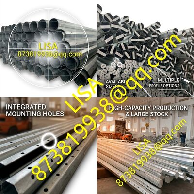 33FT Slip-Joint Galvanized Electric Steel Pole with 500KGF Load Capacity for Power Distribution