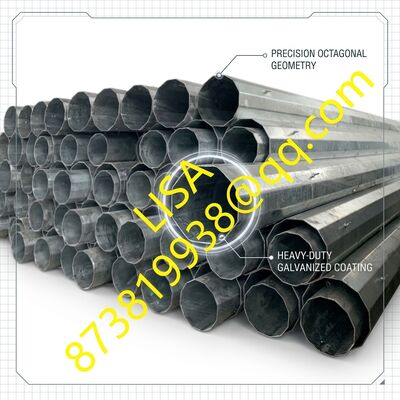 20FT Hot Dip Galvanized Electric Steel Pole with 300KGF Design Load for Power Distribution