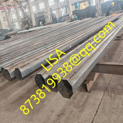 30FT Height 500KGF Load Hot Dip Galvanized Octagonal Steel Distribution Pole