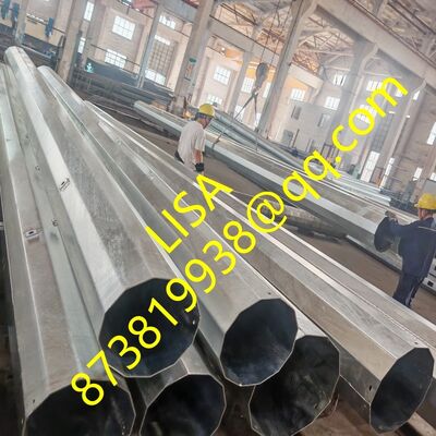 55FT Dodecagonal Sub-transmission Power Steel Pole with 1200KGS Min Break Load and Hot Dip Galvanized Surface