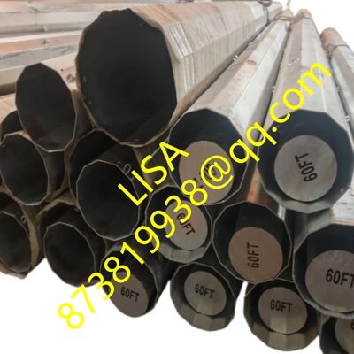 60FT Dodecagonal Hot-dip Galvanized Transmission Steel Pole with 1200KGS Min Break Load