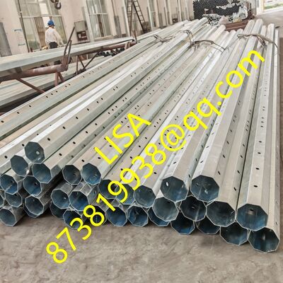 Dominican 11.9M Hot-dip Galvanized Octagonal Steel Utility Pole with Q355B Material