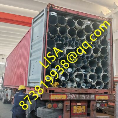 12M 8kN Design Load Dominican Octagonal Hot-dip Galvanized Steel Poles with Bitumen Painting and Sack Wrap