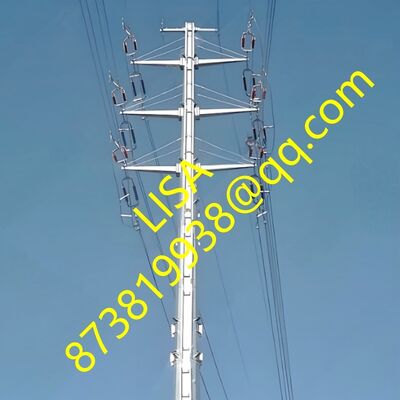 10KV 4-Circuits Tension Hot-dip Galvanized Polygonal Steel Pole with Cross arms