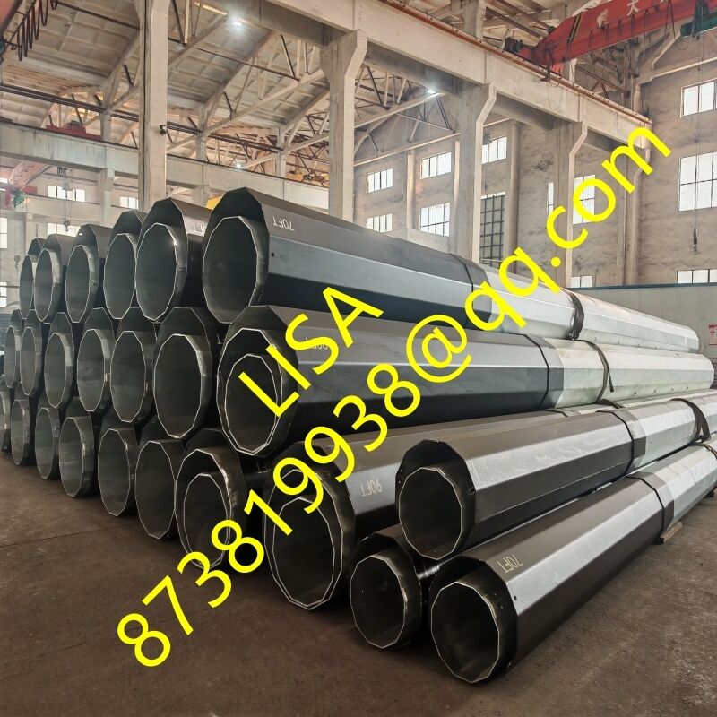 70FT 90FT Height 6000KGF 1530KGF Load Hot Dip Galvanized Transmission Steel Pole with Bitumen Painting