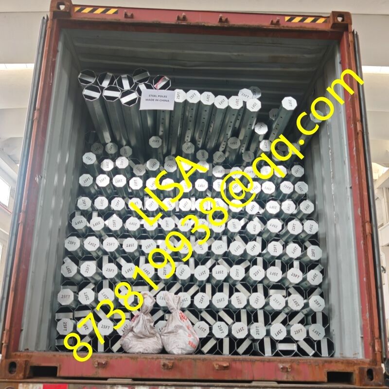 25FT Hot-dip Galvanized Steel Utility Pole with 300KGF Min Break Load for Power Distribution