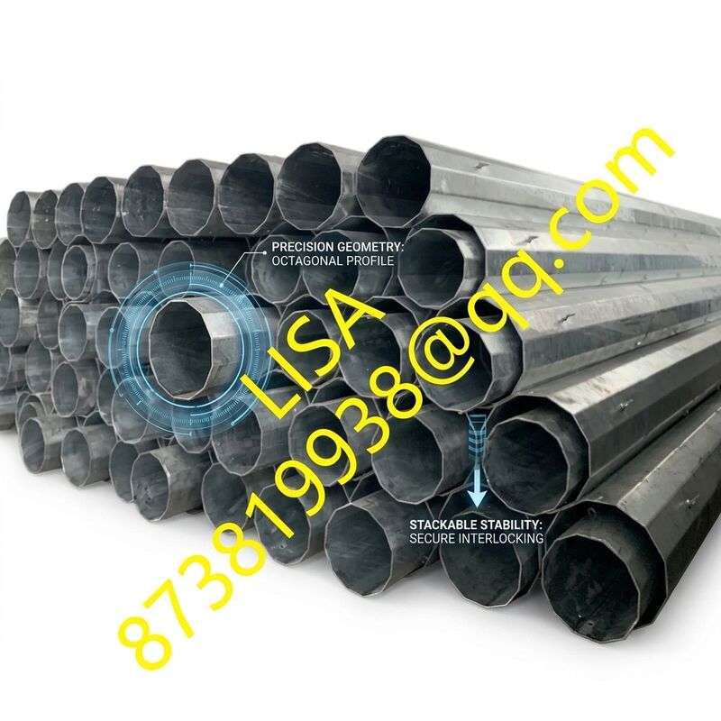 58FT ASTM A572 Grade 50 Galvanized Electric Steel Pole with 1000KGF Design Load for 66KV Transmission