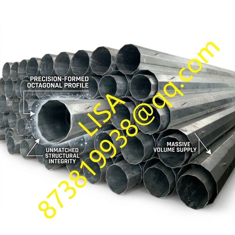 52FT Height 900KGF Load Capacity 33KV Voltage Electric Steel Pole with Galvanized Octagonal Design