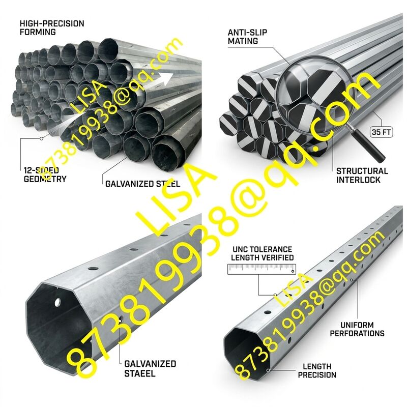 20FT Hot Dip Galvanized Electric Steel Pole with 300KGF Design Load for Power Distribution