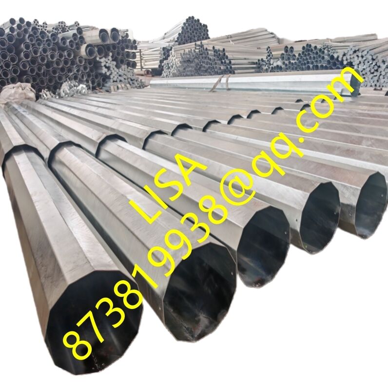 50FT 55FT ISO Certified Hot Dip Galvanized Polygonal Steel Poles with Two Segments