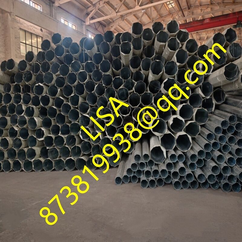 12M 8kN Design Load Dominican Octagonal Hot-dip Galvanized Steel Poles with Bitumen Painting and Sack Wrap