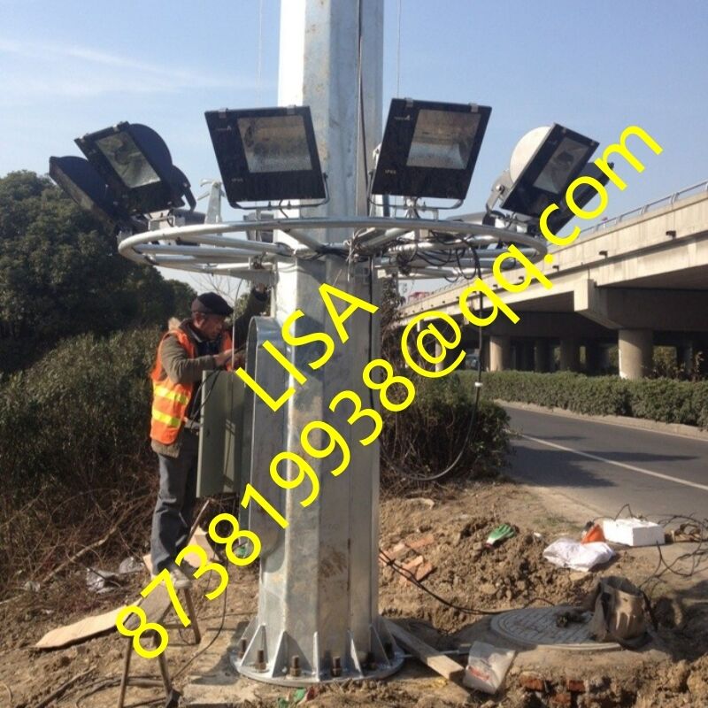 Dodecagonal 25M Lifting Type High Mast Steel Floodlight Pole with Hot-dip Galvanization Surface