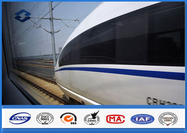 Steel Q420 Material High Speed Train Galvanized Steel Pole , Round Metal Pole One Section