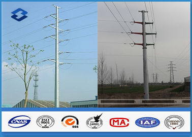 HDG Steel Polygonal electric power pole , Double Circuits Strain power transmission poles