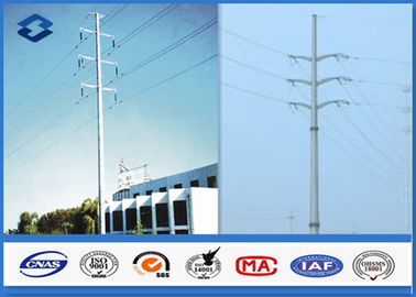110KV 220KV Hot Dip Galvanized Electrical Power Pole , Transmission Line Tubular Steel Poles