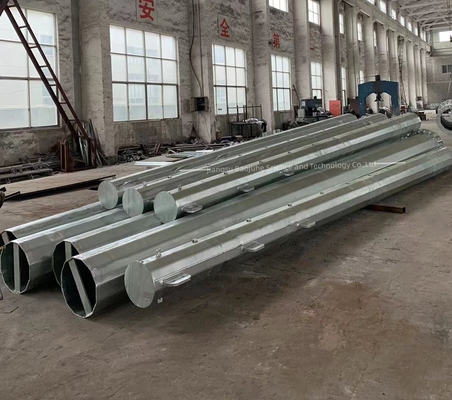 Q355 18.2M height dodecagonal hot dip galvanized steel pole with anchor bolt system