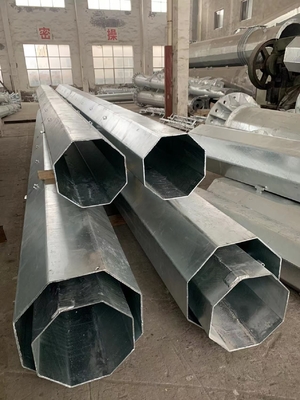 Hot Dip Galvanized Transmission Steel Pole 6mm Thick Q460 Octagonal 100FT