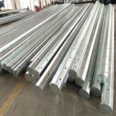 25FT 7M Octagonal Metal Utility Pole Galvanized Tapered Steel Pole 2.5mm