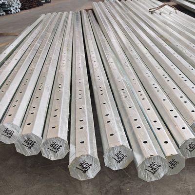 Overhead Line Electric Steel Pole 30FT Galvanized Steel Power Pole 127mm