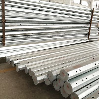 Octagonal Distribution Steel Pole 15kV 69kV Galvanized Pole For Power Line
