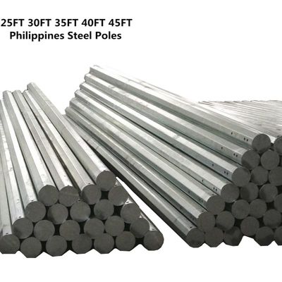 30FT 500KGF Metal Uygulama direği Q355 Filipinler Nea Standart Galvanizli Çelik direği
