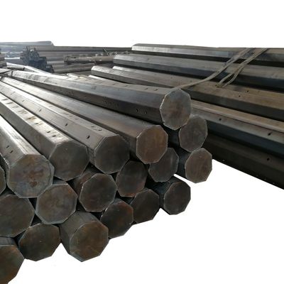Octagonal Distribution Steel Pole 15kV 69kV Galvanized Pole For Power Line