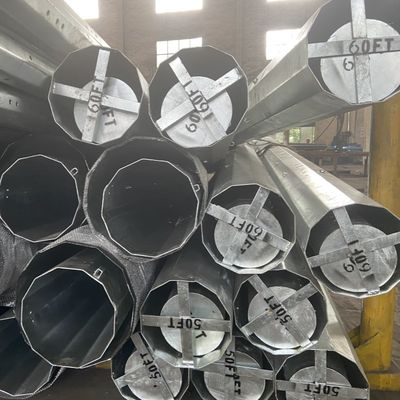 60FT Dodecagonal 1200KGF Load Transmission Galvanized Steel Pole