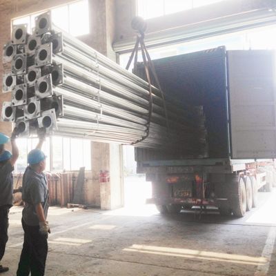 Curved End Steel Lighting Pole Single Arm 12M Grade50 Galvanized Light Post