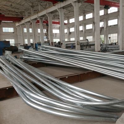 Curved End Steel Lighting Pole Single Arm 12M Grade50 Galvanized Light Post