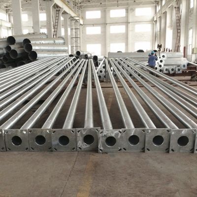 Curved End Steel Lighting Pole Single Arm 12M Grade50 Galvanized Light Post