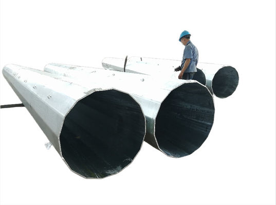 110FT 4 Segments Transmission Steel Pole Polygonal 10mm Composite Power Poles