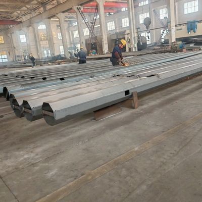 5.8M 6.5M Polygonal Galvanized Steel Traffic Poles With 5M 6M 7M Arm