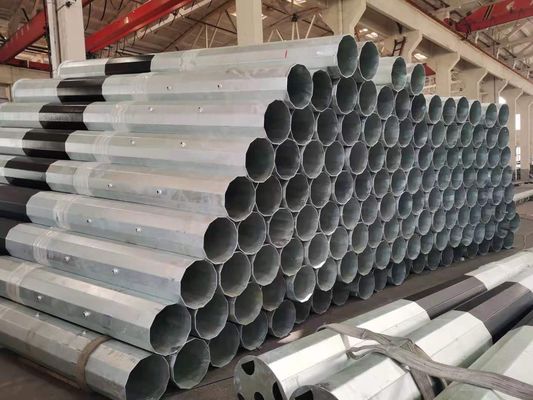 80FT polygon 69kv galvanised power pole , Transmission Line Steel Poles