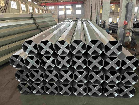 85FT Polygon 69kv Electric Steel Pole For Transmission Line