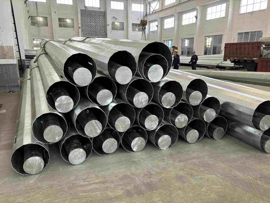 90FT  95FT Polygon Transmission Line Steel Poles 69kv