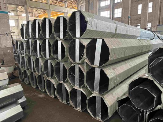 90FT  95FT Polygon Transmission Line Steel Poles 69kv