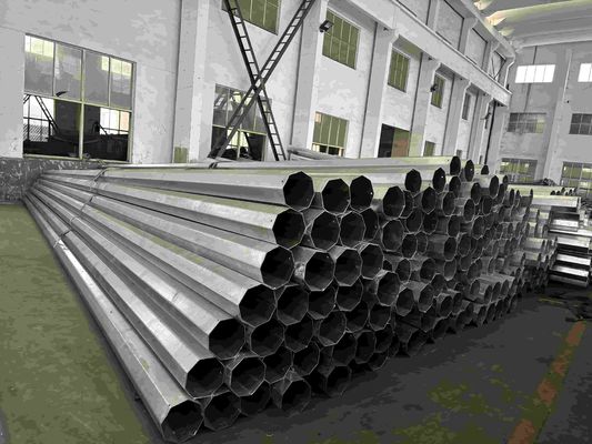 30ft sıcak batırılmış galvanizli çelik güç direği 4-50 metre yüksekliğinde üst üste veya flange bağlantısı için