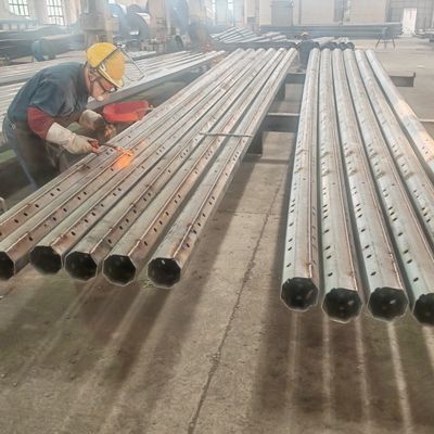 9M 3mm Thick 345Mpa 5kN Steel Utility Pole Octagonal HDG Galvanized