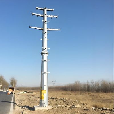 110KV 4-Circuit Overhead Line 460Mpa Hot Dip Galvanized Transmission Steel Pole