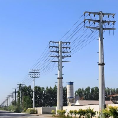 110KV 4-Circuit Overhead Line 460Mpa Hot Dip Galvanized Transmission Steel Pole
