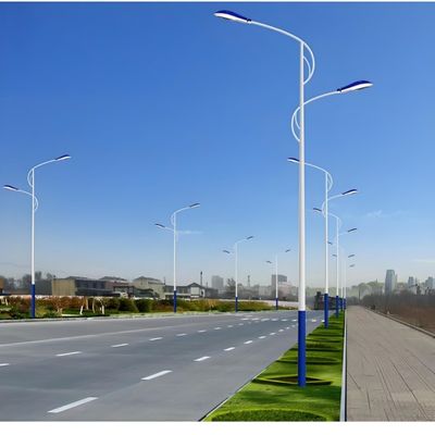 10M Solar Street Light Single/Double Arm Galvanized & Powder Coated Steel Pole for Sidewalk Carriageway 